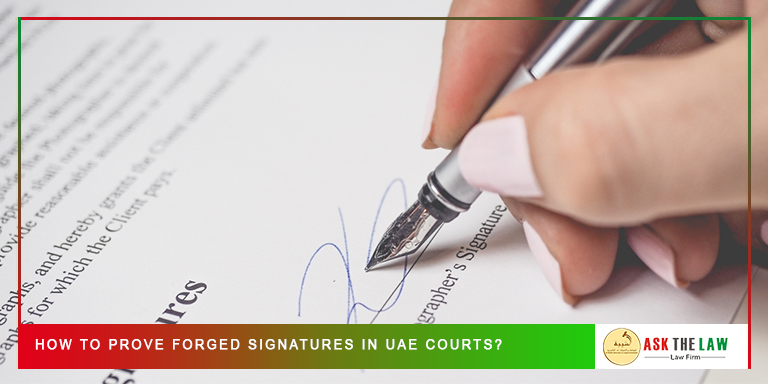 Lawyer reviewing forged signature case documents in Emirate of Dubai and UAE
